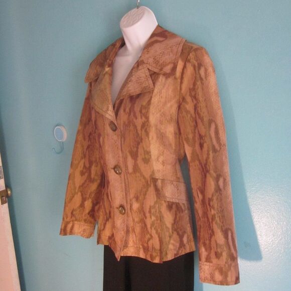 Creenstone Jacket Womens 40 Size 10/12 US Animal Print Lightweight Short Trench - Picture 6 of 15